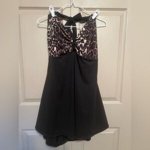 COCOSHIP Black and Brown leopard One Piece Swimsuit